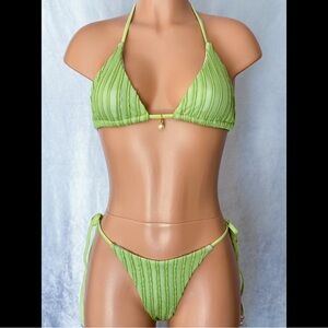 Light Green, Jeweled Pearl, Bikini Set